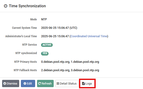 Time Synchronization - Logs