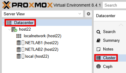 Datacenter > Cluster