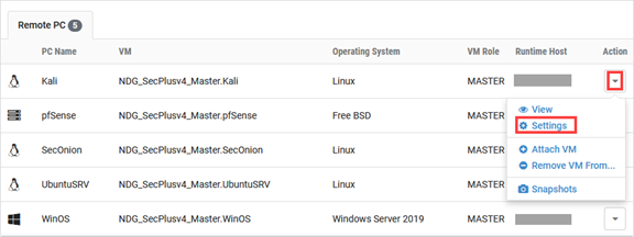 Remote PC Settings